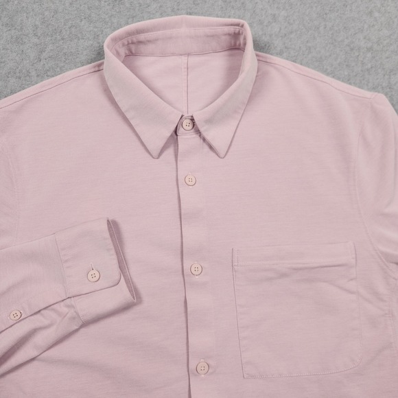 lululemon athletica Other - Lululemon Commission Shirt Mens Medium Button Front Pink Long Sleeve Stretch